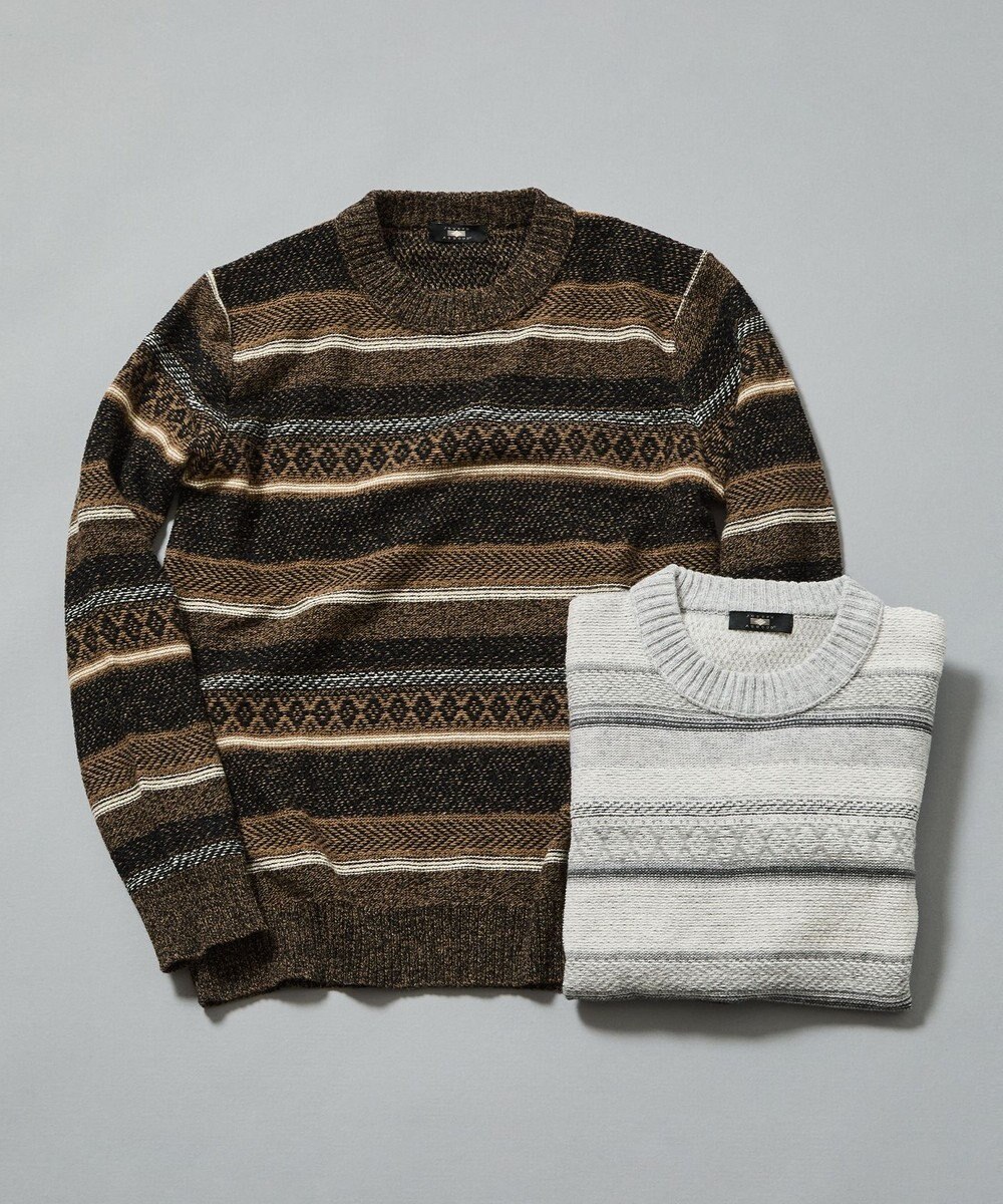 JOSEPH ABBOUD 【インポート素材/軽量】ベビーアルパカ ジャカード セーター 