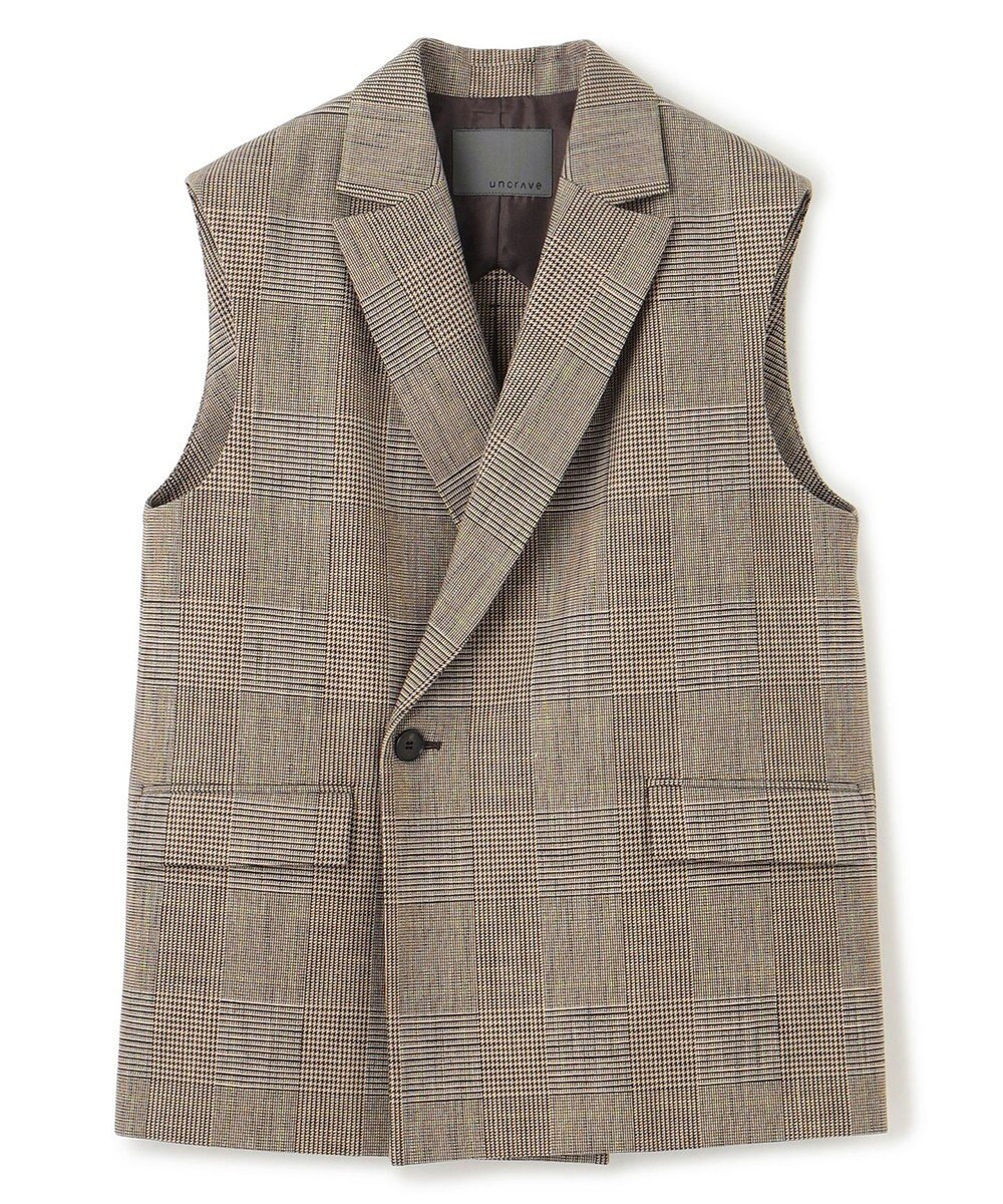 uncrave グレンチェック ジレ 