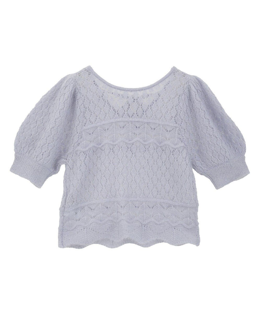 earth music&ecology キャットヤーン透かし編みニットプルオーバー 