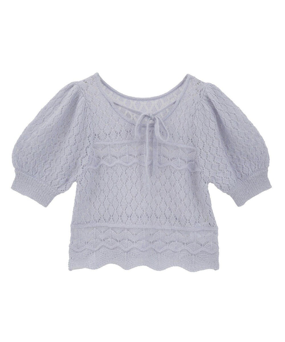 earth music&ecology キャットヤーン透かし編みニットプルオーバー 