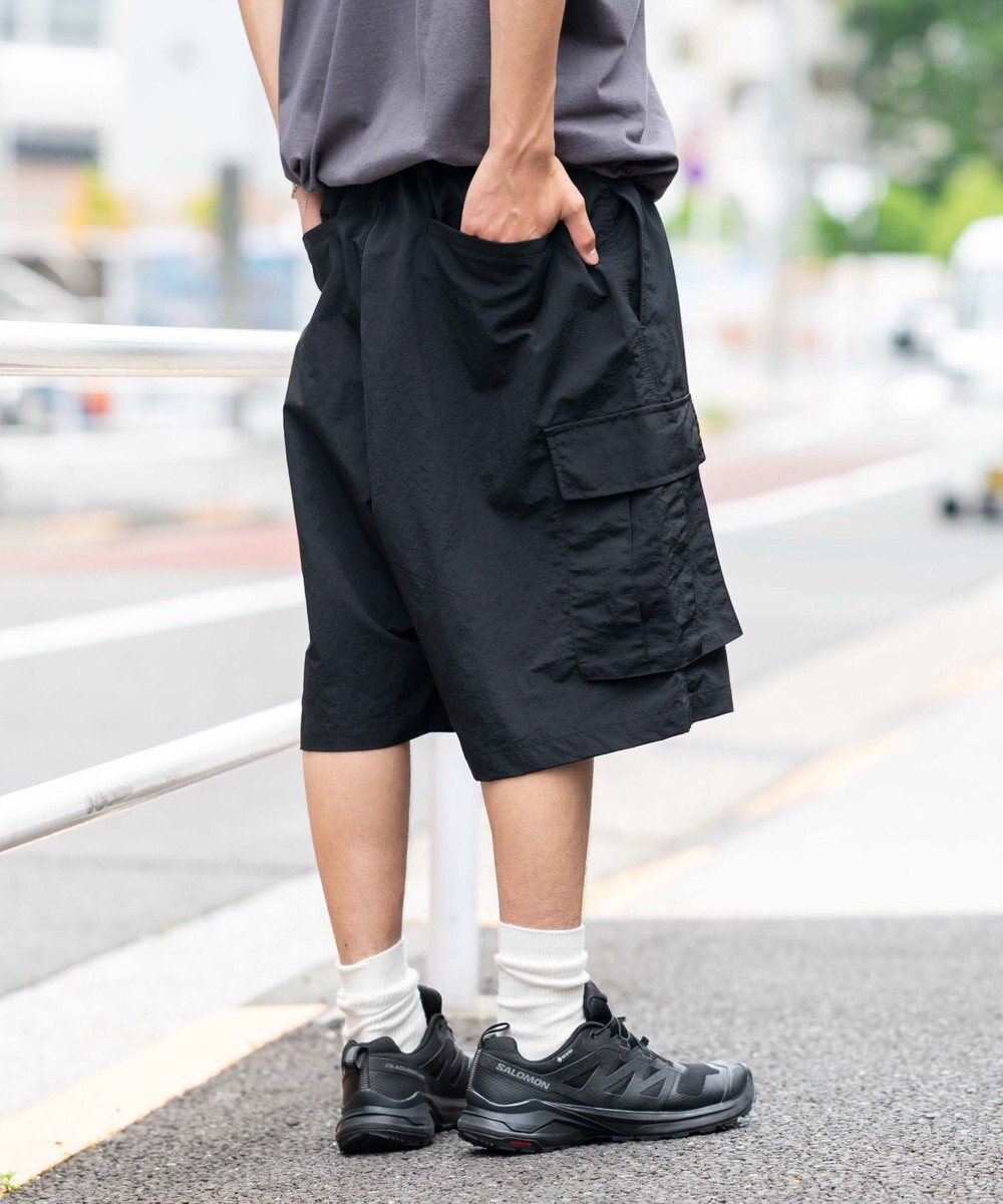 WEGO 【撥水/速乾/ウエストゴム/ユニセックス着用ITEM/MLサイズ展開】ナイロンイージーバギーカーゴショーツ 