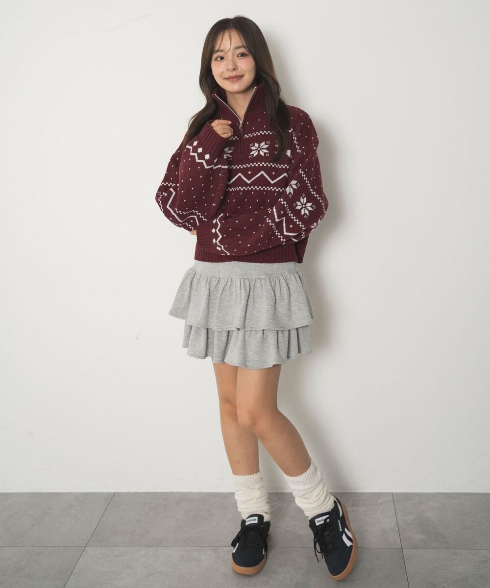 WEGO ノルディック柄ハーフジップニット 