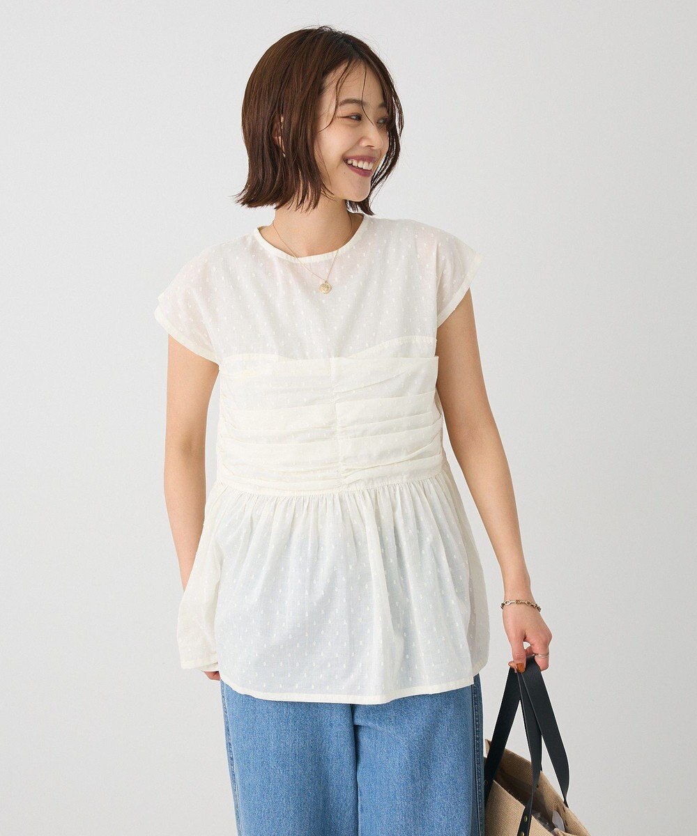 CRAFT STANDARD BOUTIQUE インド綿ドット刺繍ブラウス 