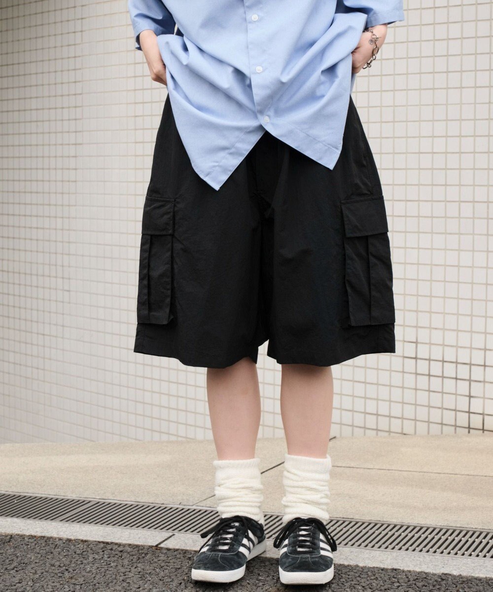 WEGO 【撥水/速乾/ウエストゴム/ユニセックス着用ITEM/MLサイズ展開】ナイロンイージーバギーカーゴショーツ 