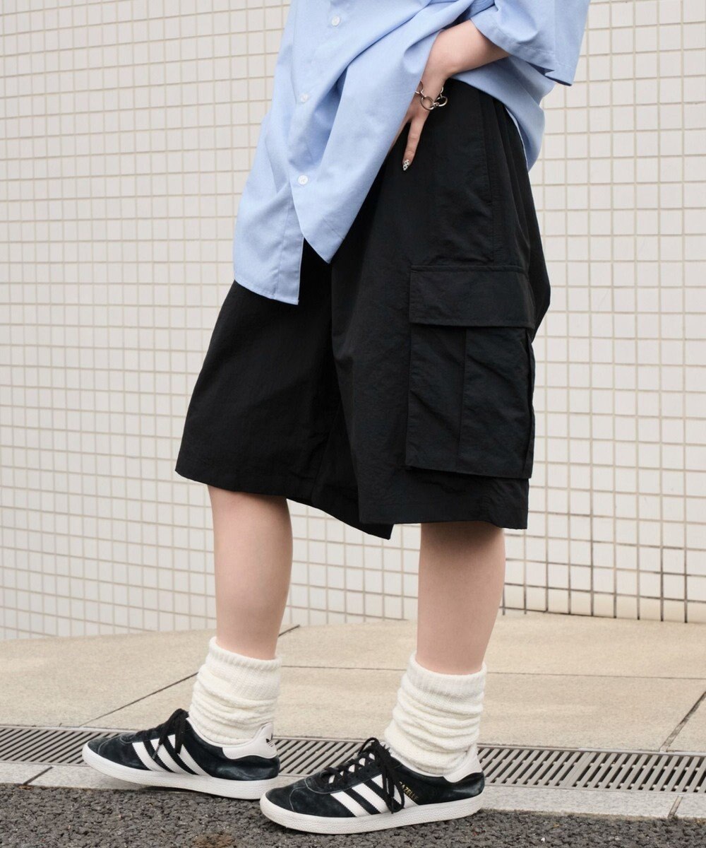 WEGO 【撥水/速乾/ウエストゴム/ユニセックス着用ITEM/MLサイズ展開】ナイロンイージーバギーカーゴショーツ 