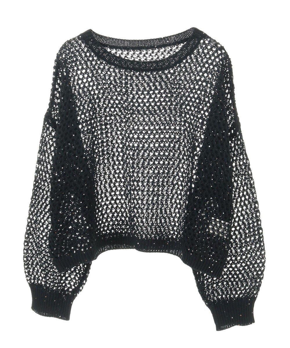 earth music&ecology スパンコールメッシュニットプルオーバー 