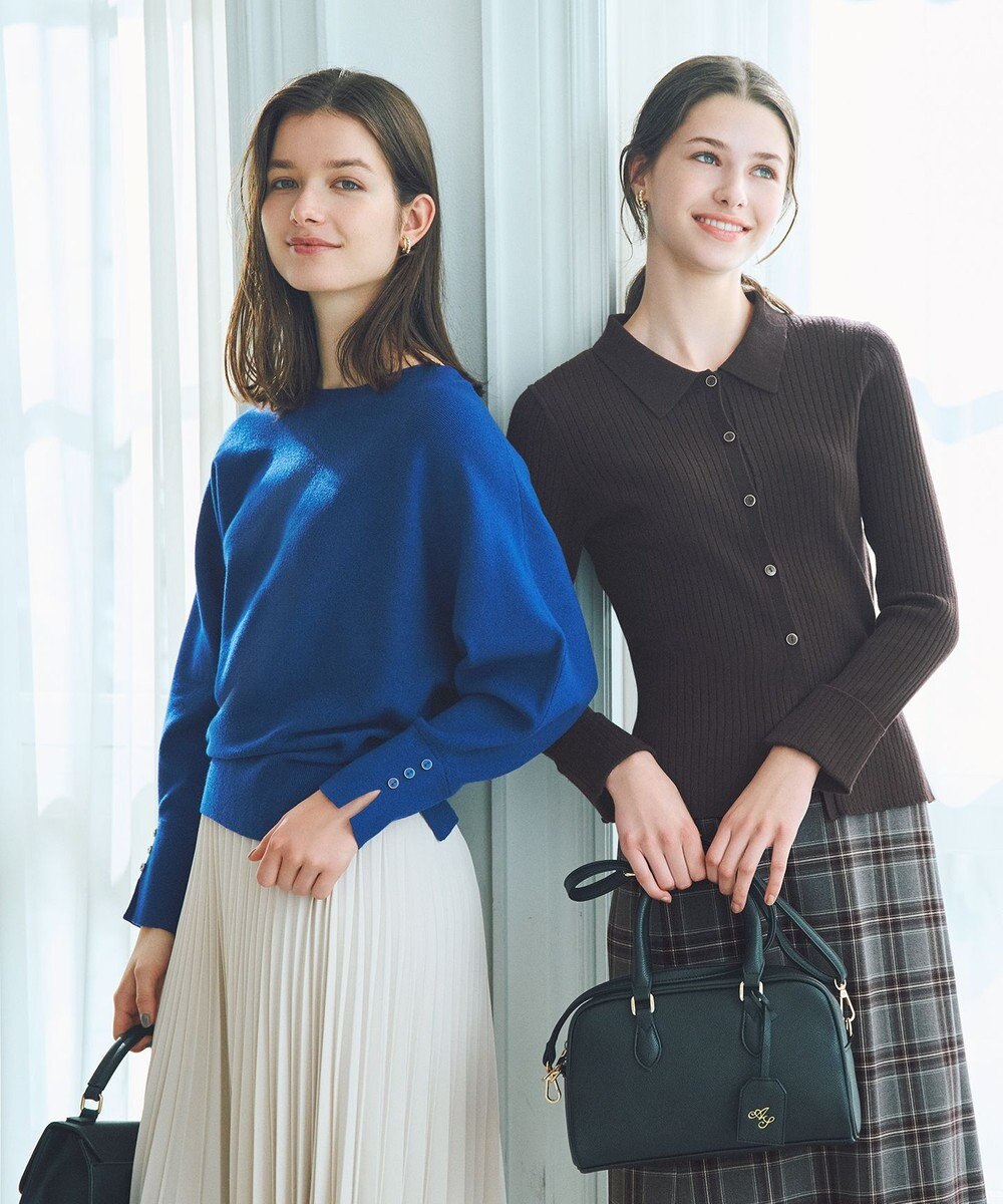 ANY SIS S CICA加工 襟デザイン ニット 