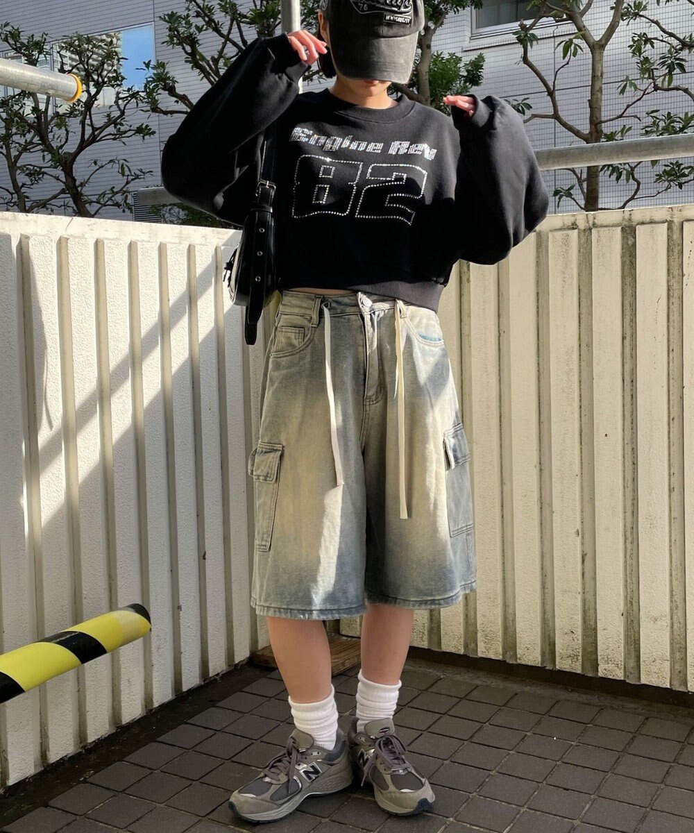 WEGO ラインストーンプルオーバースウェット 