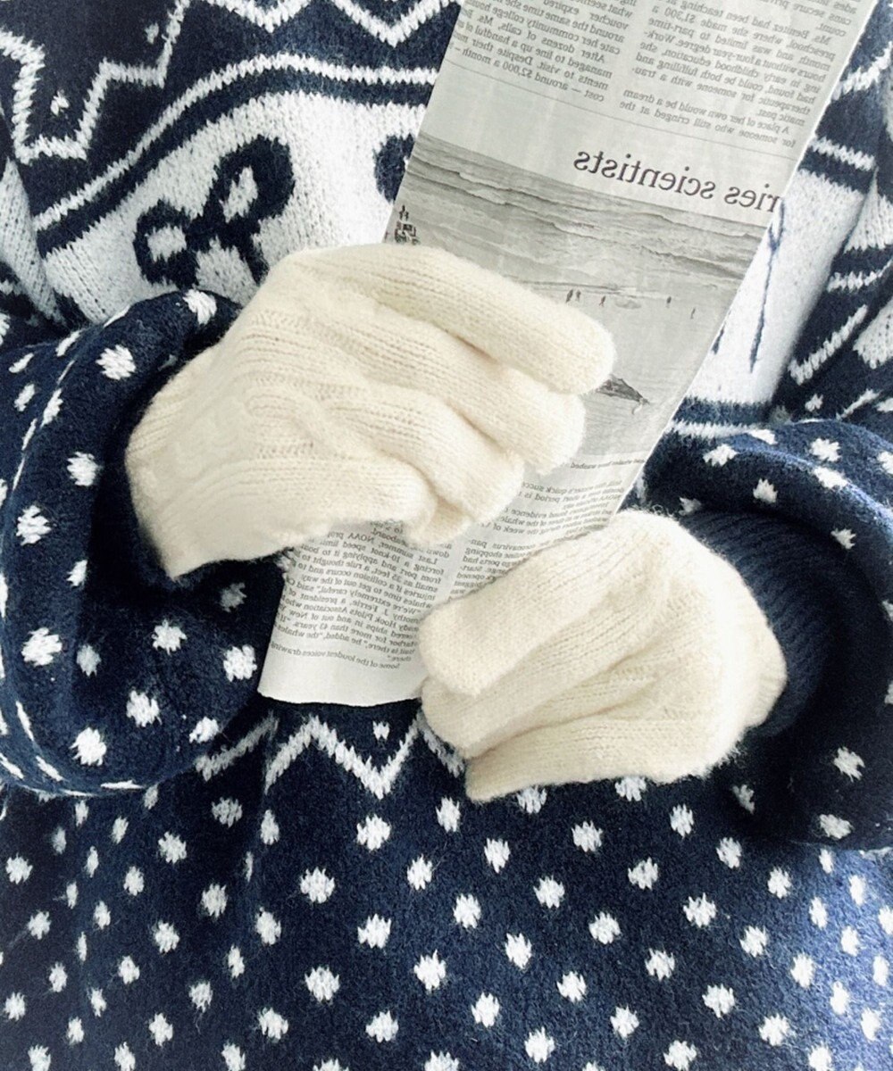 WEGO 【スマホ対応】ケーブル編みニットグローブ 