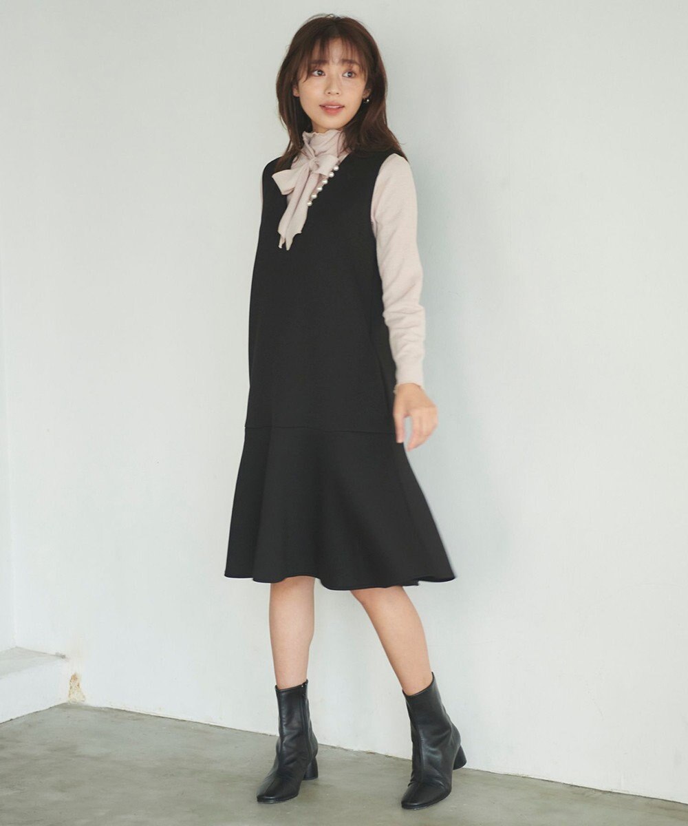 Feroux 【2WAY・洗える】リボンタイシアータートル カットソー 