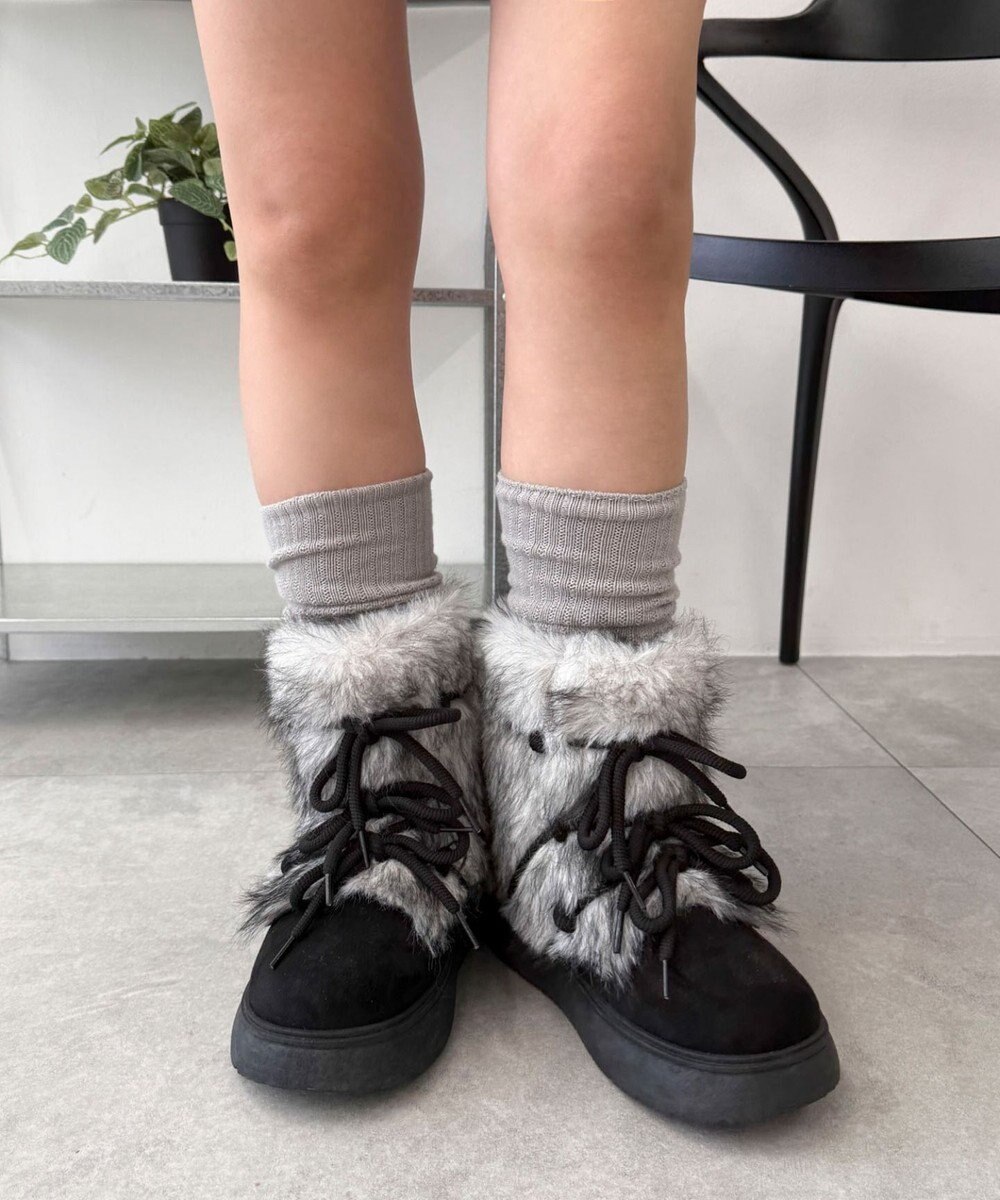 WEGO ボリュームファーレースアップFムートンブーツ 