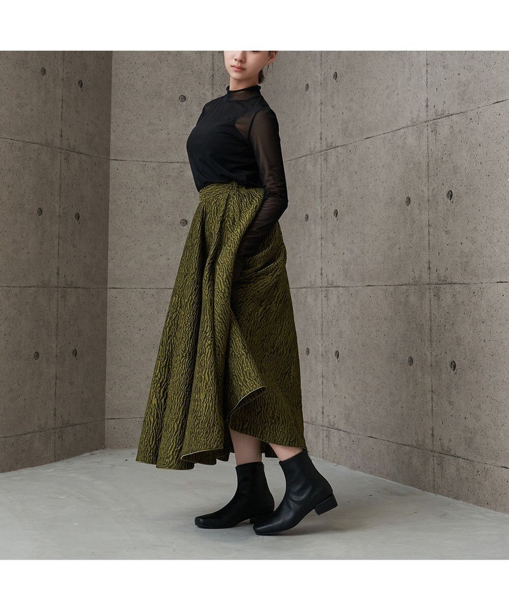 MODE ET JACOMO <carino>【レイン対応】スクエアトゥローヒールブーツ 