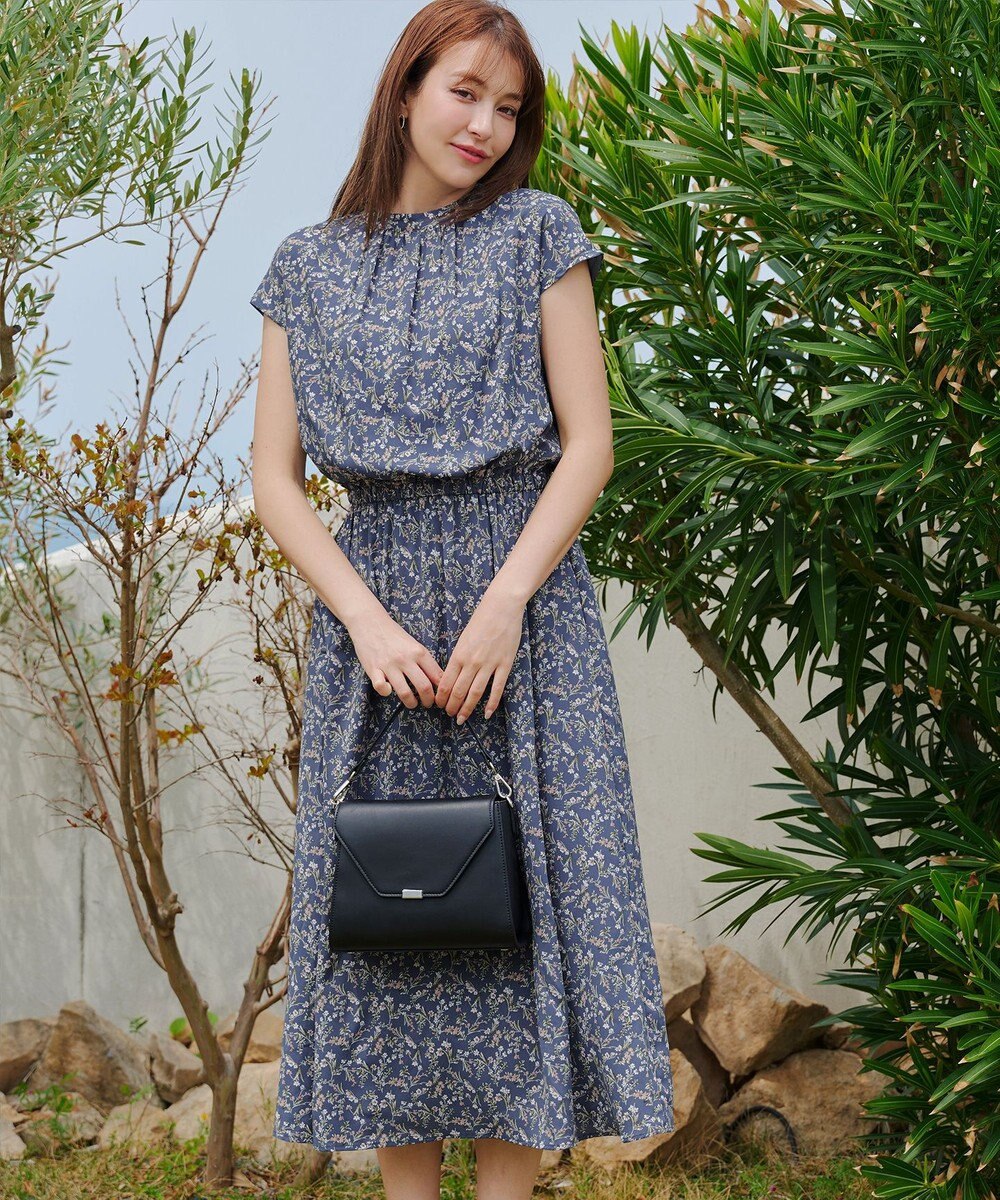 Tiaclasse 【洗える】花柄フレンチスリーブワンピース 