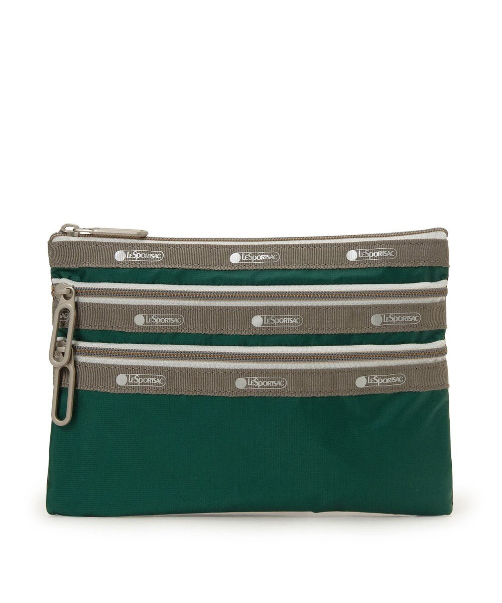 LeSportsac CLASSIC 3 ZIP POUCH/ラッシュメドウ/バーガンディC 