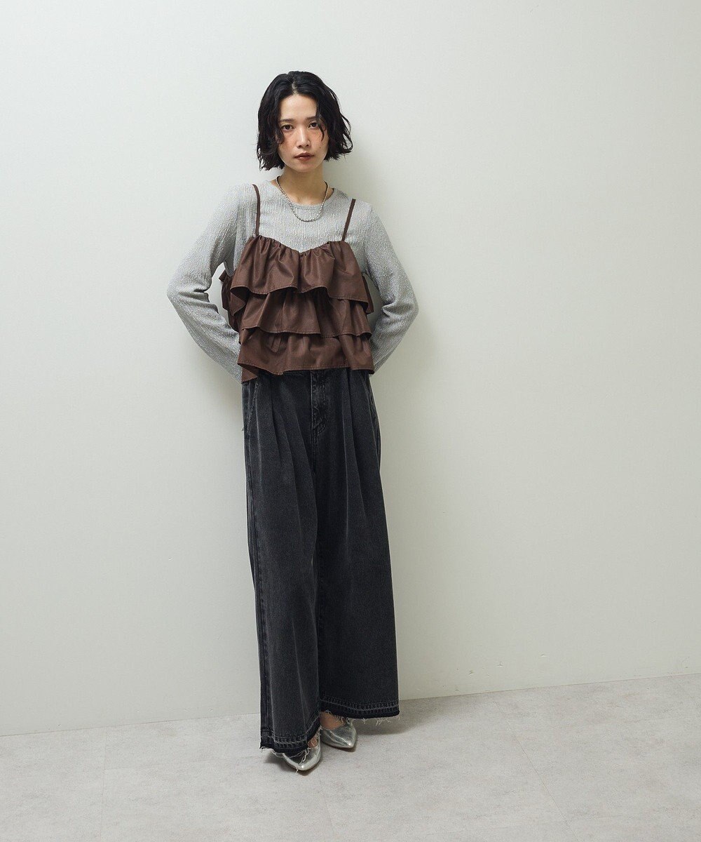 Green Parks タックワイドデニムパンツ 