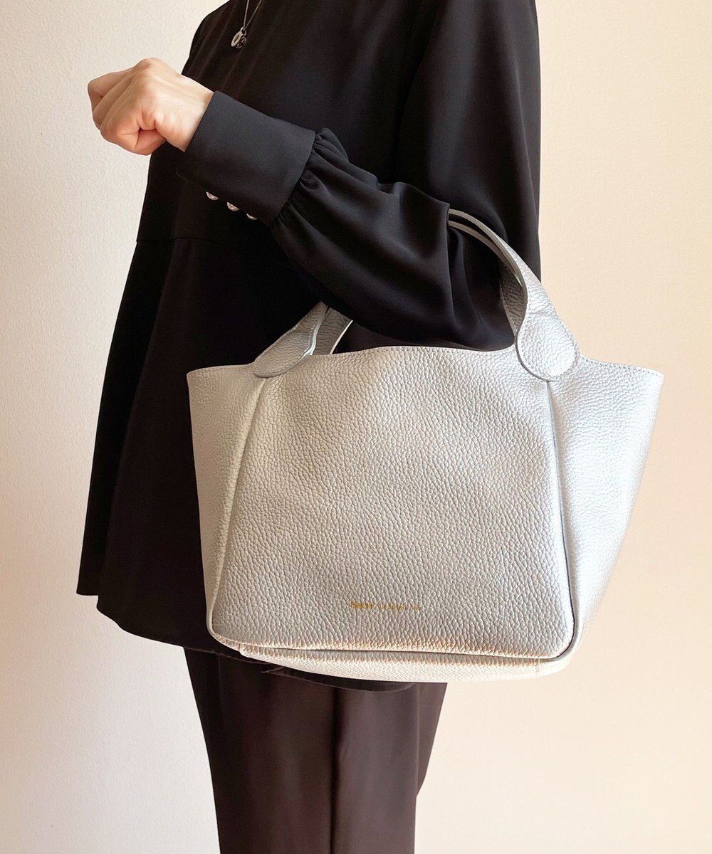 Hekhèr Le Style de Vie 新素材・新色【日本製/セレモニーにも】シュリンクレザー ハンドバッグ small シルバー 