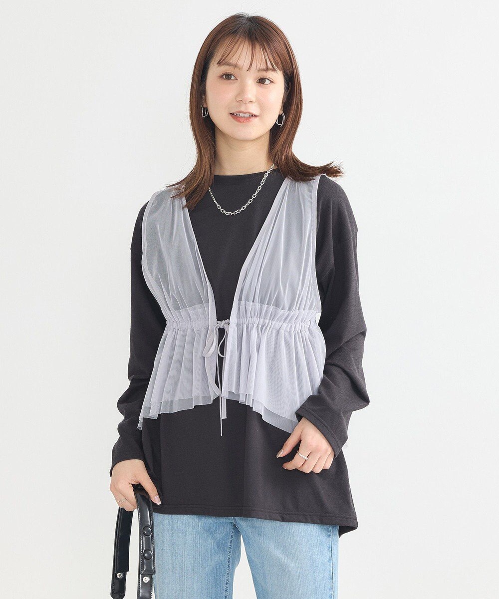 earth music&ecology チュールドロストギャザーベスト 