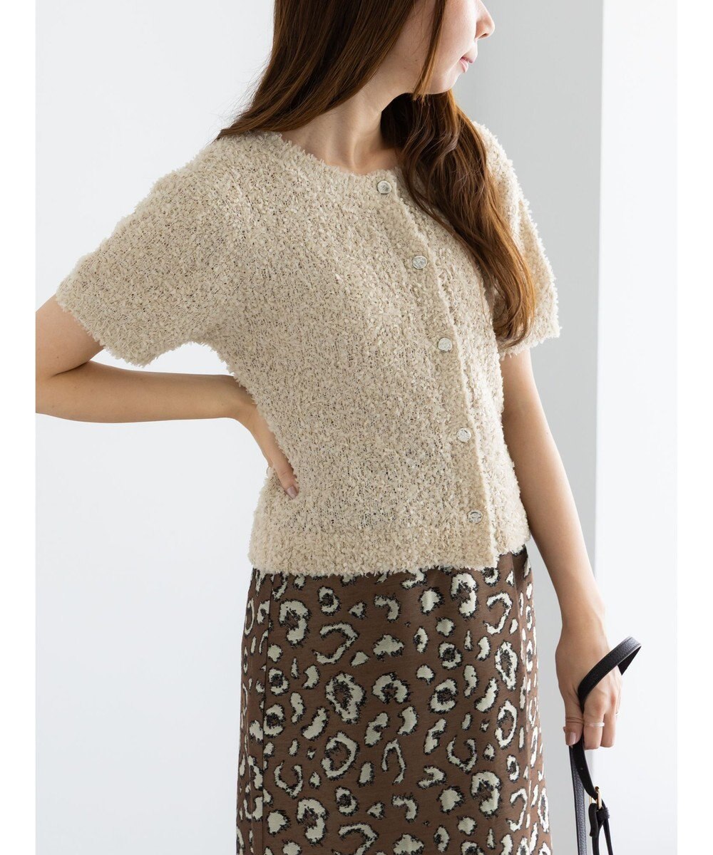 Te chichi テープヤーン前後2WAY5分袖カーディガン 