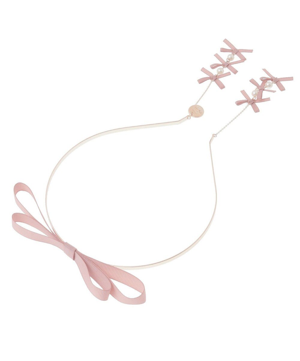 Maison de FLEUR ピンクマニアグログランリボンカチューシャ 