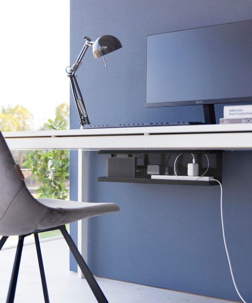 tower デスク下天板ケーブルラック タワー ロング ブラック 