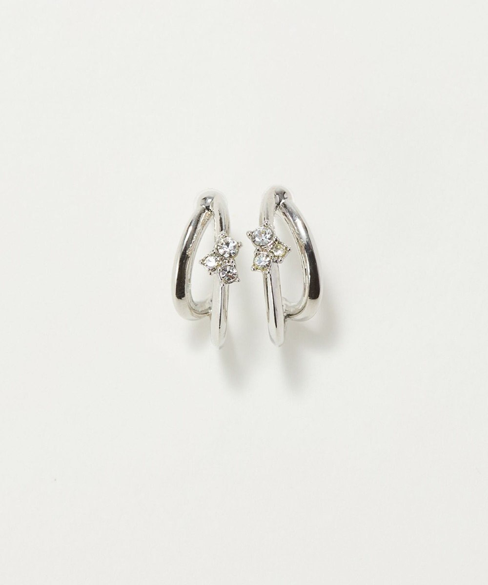 Phoebe 〈アレルギー対応〉シャイニーダブルフープセラミックピアス　シルバー 