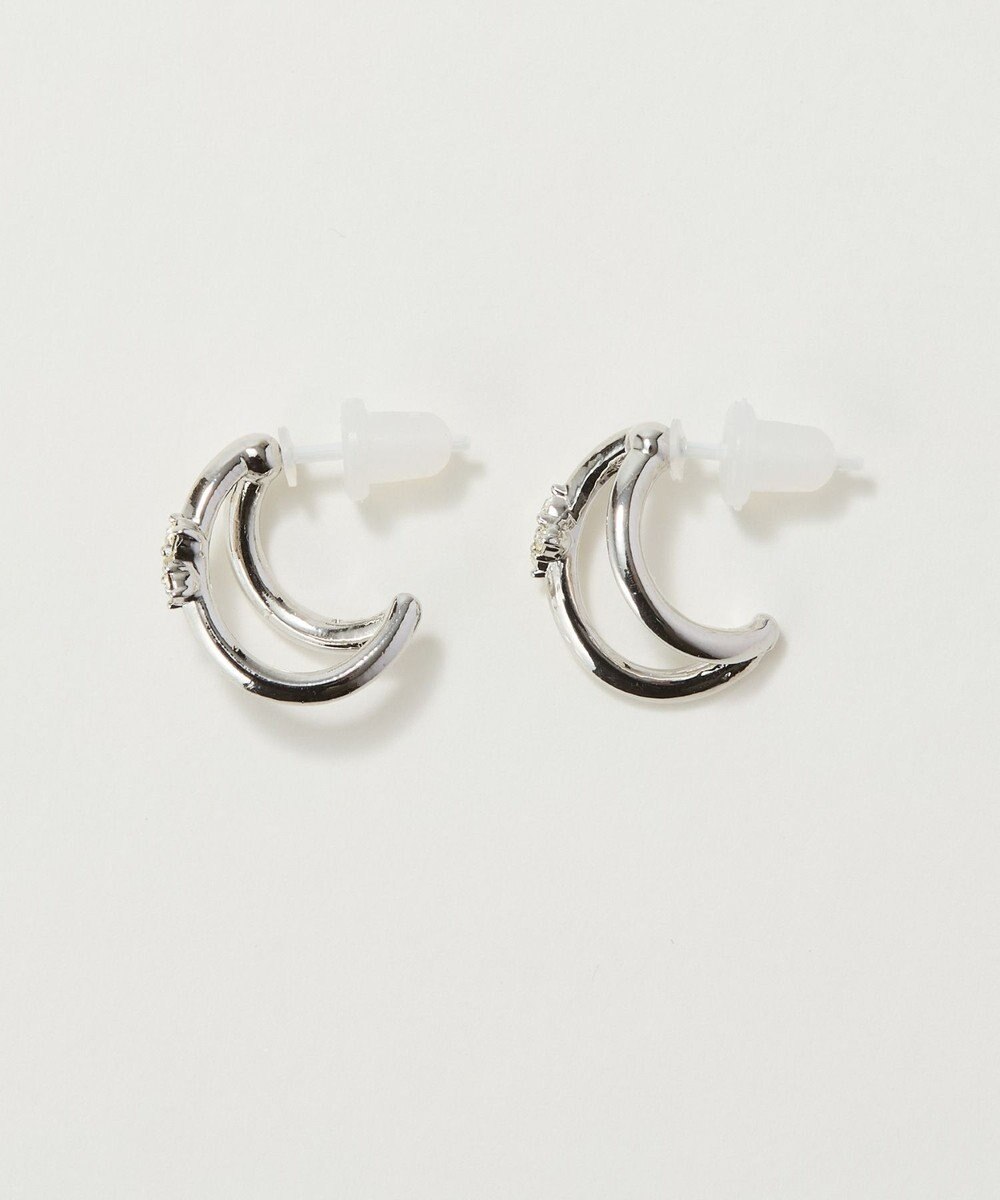 Phoebe 〈アレルギー対応〉シャイニーダブルフープセラミックピアス　シルバー 