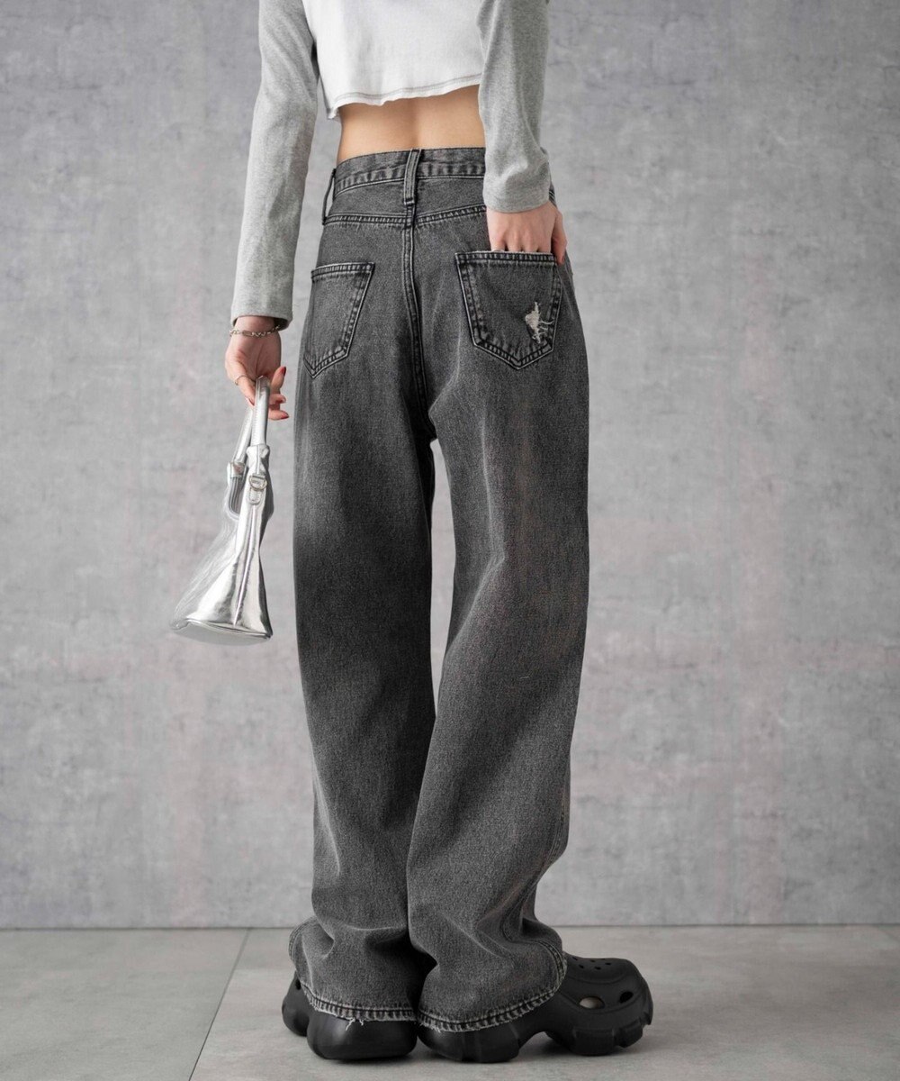 WEGO ヴィンテージウォッシュダメージデニムパンツ 