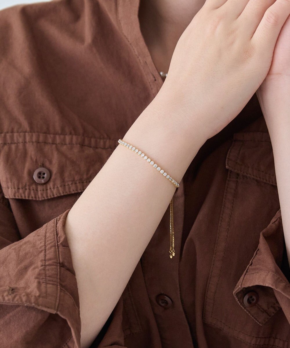 Phoebe ラインストーンスライドテニスブレスレット　ゴールド 