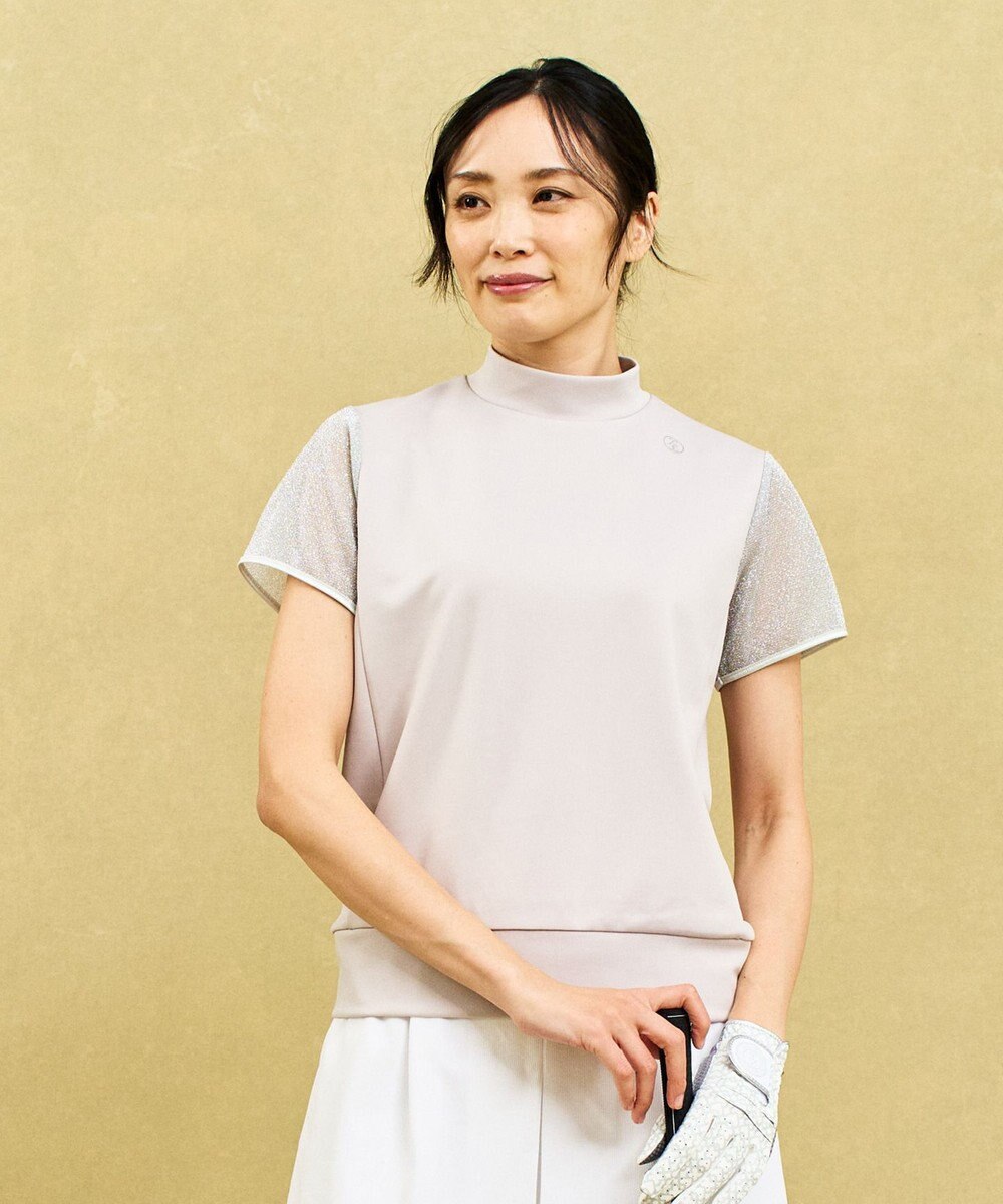23区GOLF 【WOMEN】シアーラメ袖デザイン ライトダンボールモックネック 