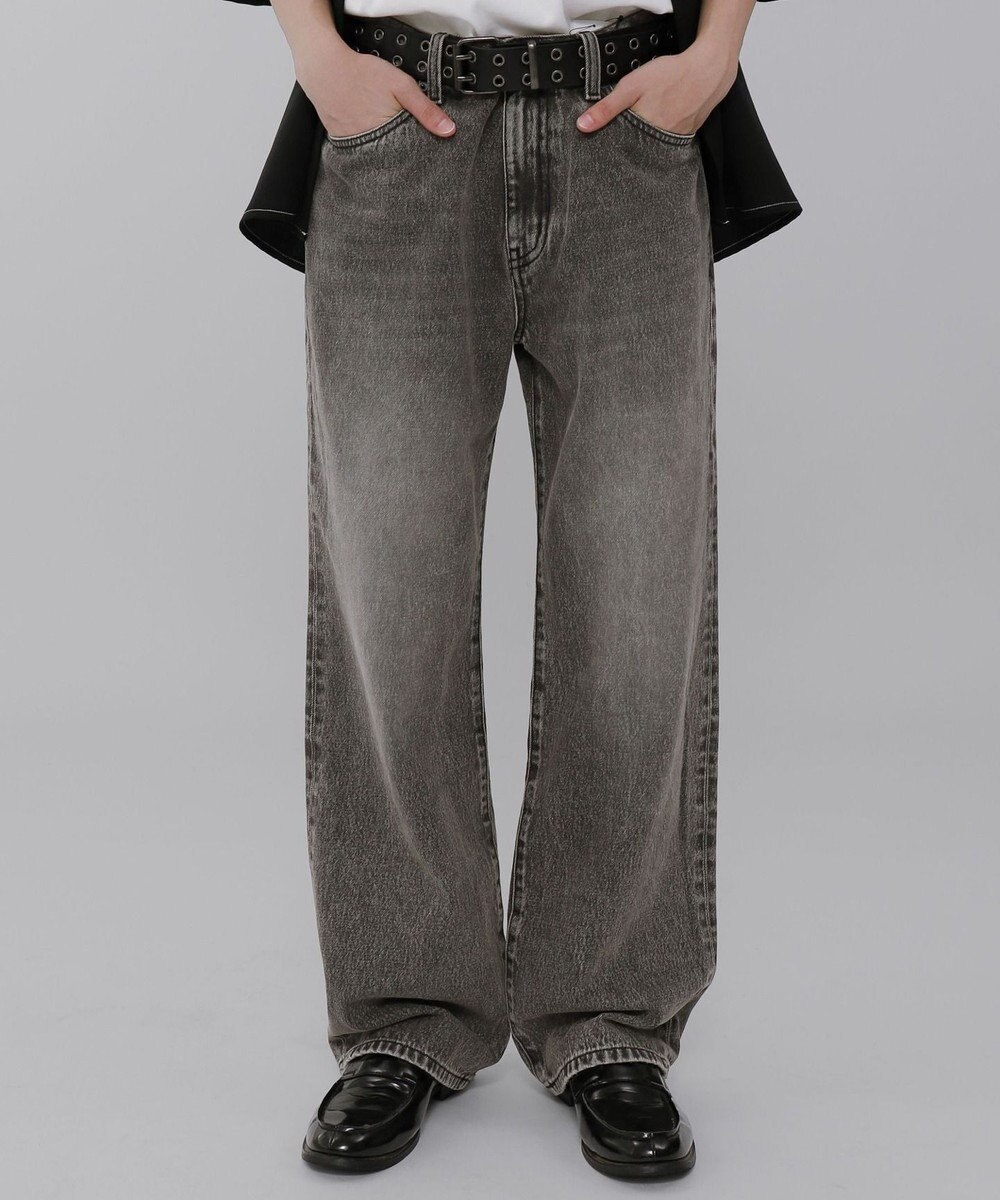 WEGO 【ウエスト調整可】ストレートデニムパンツ 