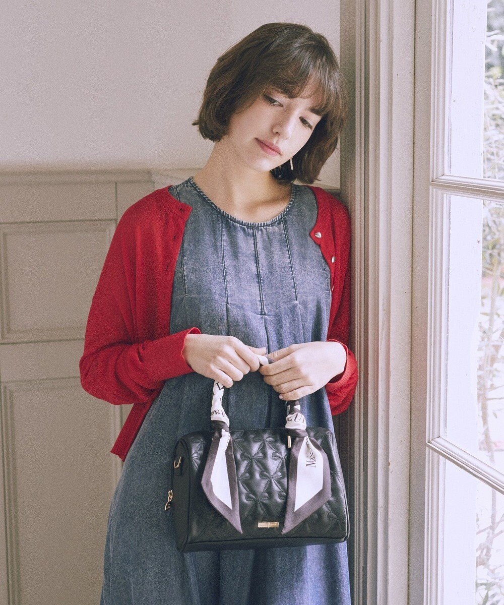 Maison de FLEUR スカーフ付きリボンキルティング2Wayボストン 