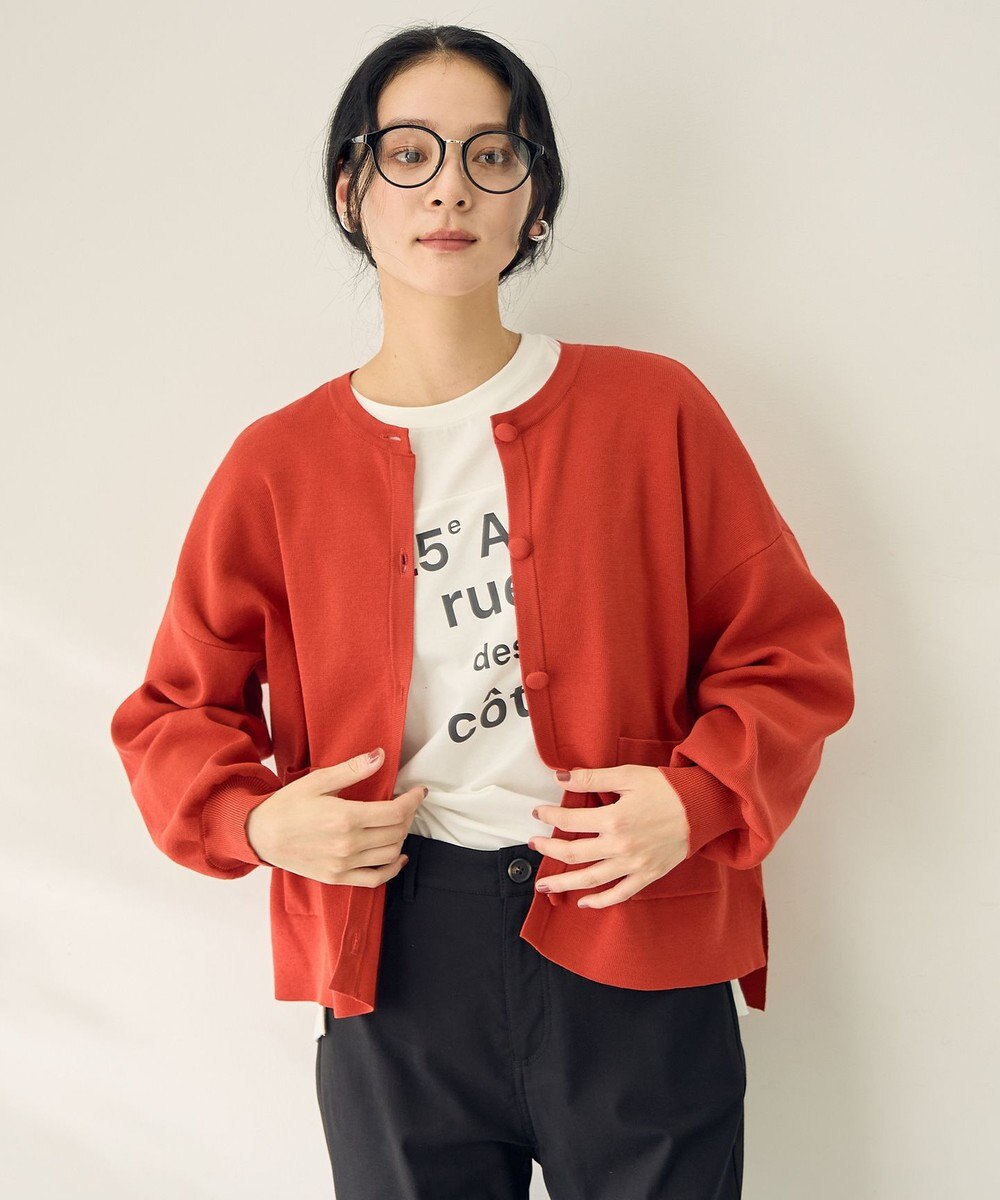 ANY スウェットライクニットカーディガン 