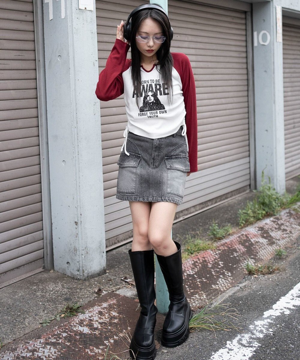 WEGO ヴィンテージウォッシュカーゴミニスカート 