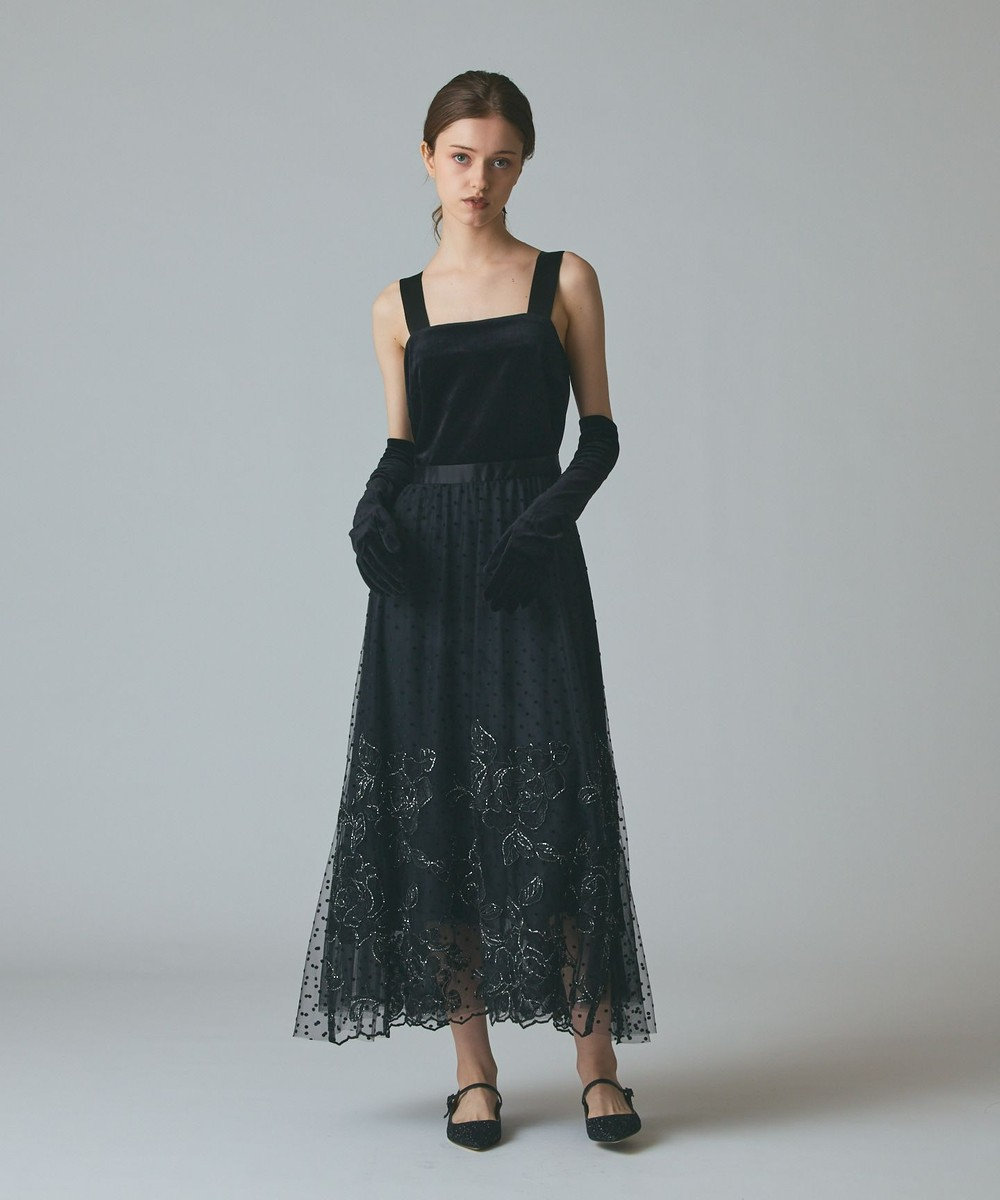 GRACE CONTINENTAL ドットフラワーembドレス 