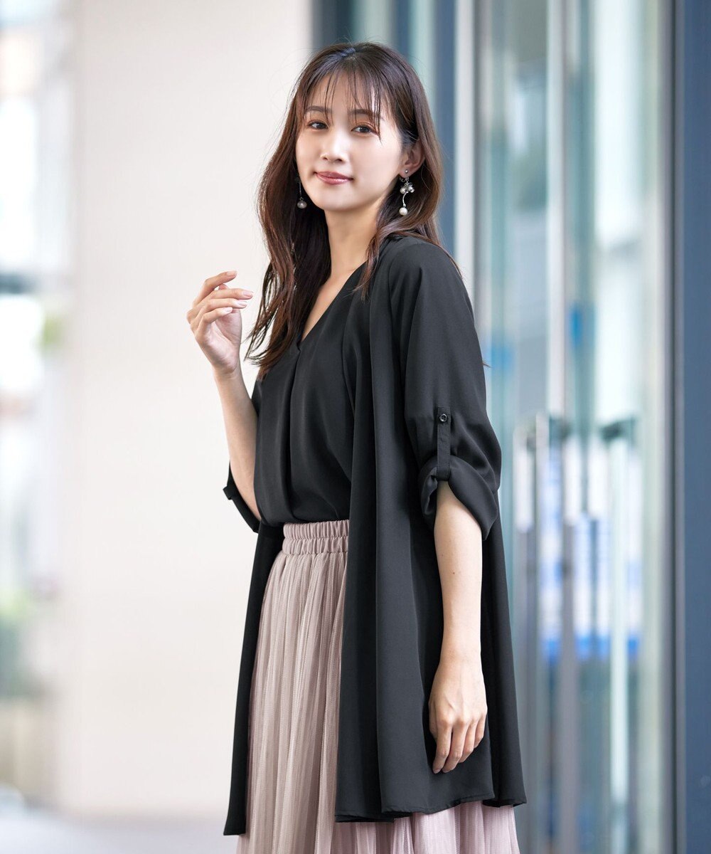 Tiaclasse 【洗える】シフォンフレアスリーブブラウス 