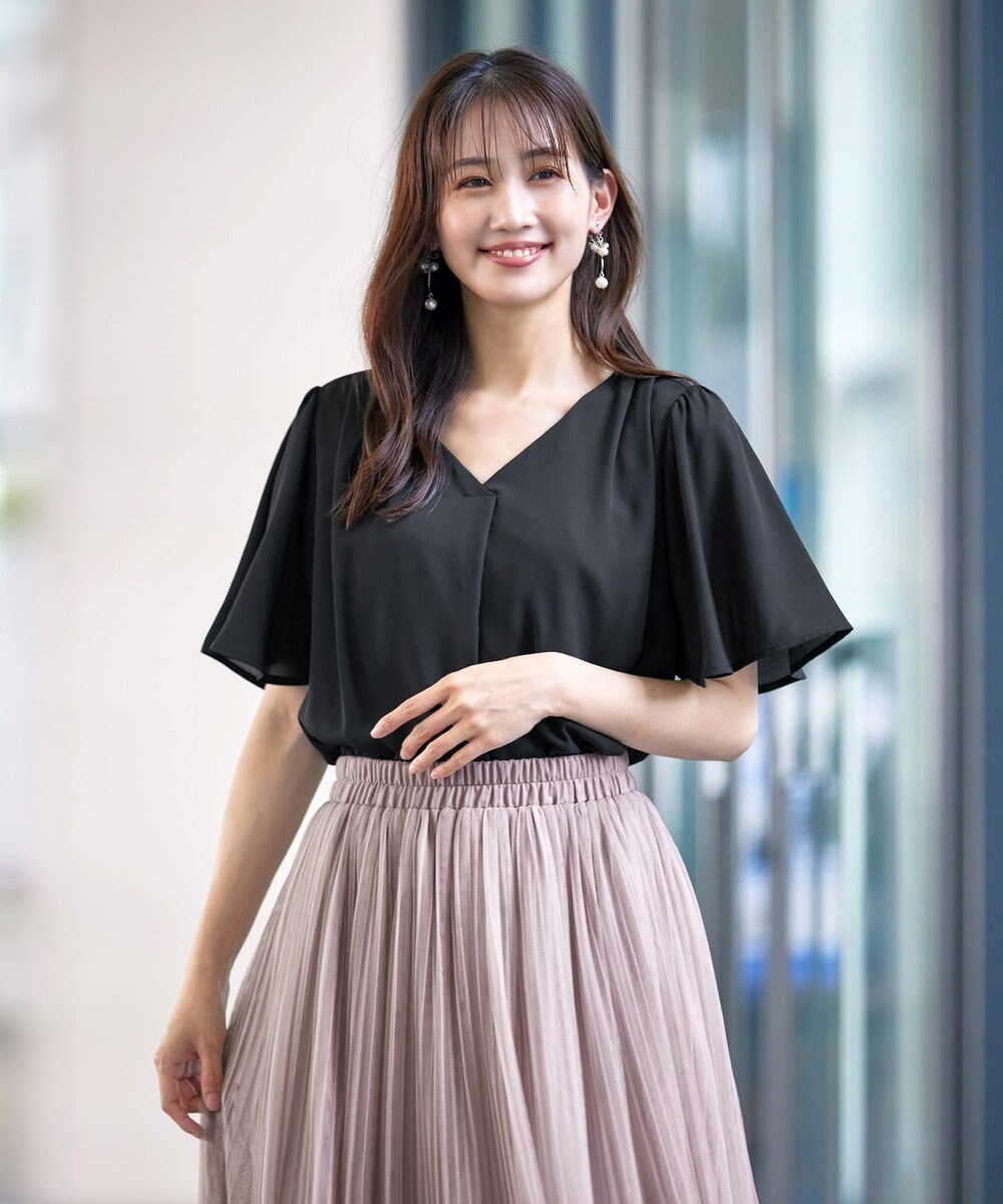 Tiaclasse 【洗える】シフォンフレアスリーブブラウス 