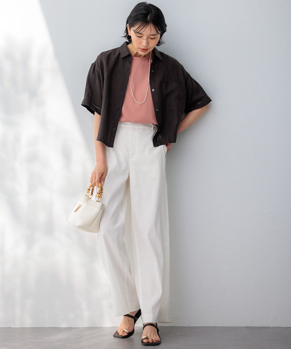 23区 S 【洗える】LIBECOリネン クロップド シャツ 