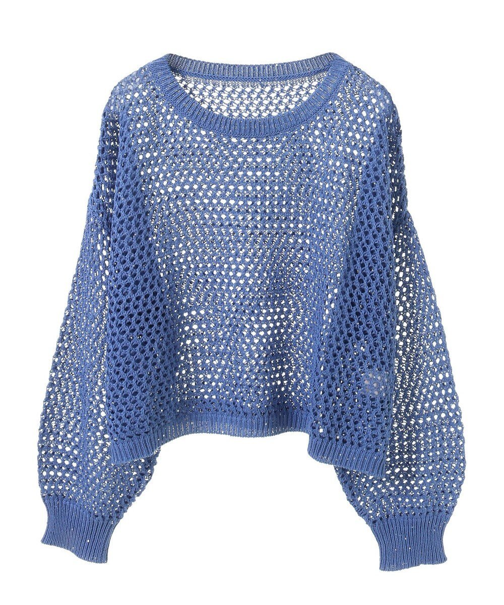 earth music&ecology スパンコールメッシュニットプルオーバー 