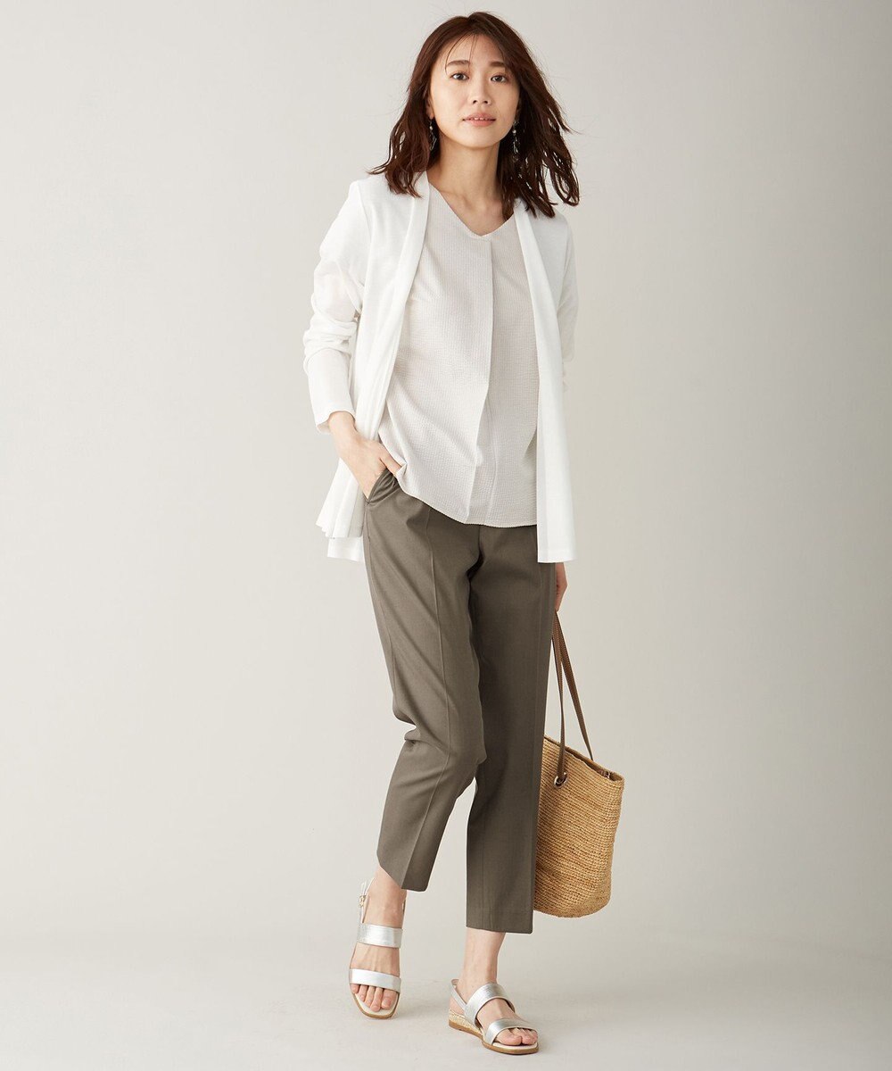 J.PRESS LADIES S 【シワになりにくい】コットンフィッティーシャーク テーパードパンツ 