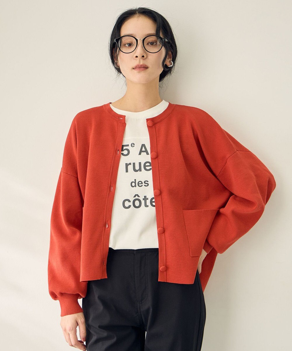 ANY スウェットライクニットカーディガン 