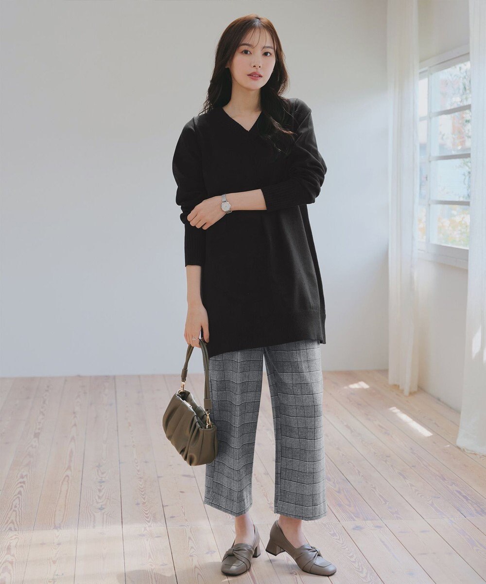 Tiaclasse 【安田美沙子さん着用・洗える】起毛チェック柄ワイドパンツ 