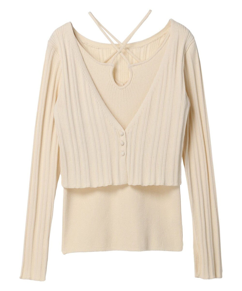 earth music&ecology ＳＥＴ２点ショートカーディガン＋レイヤードタンク 