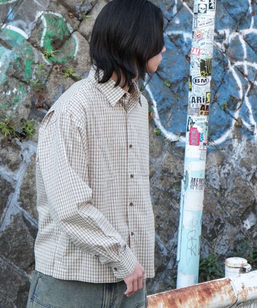 WEGO ミニマムチェックショートシャツ（LS） 