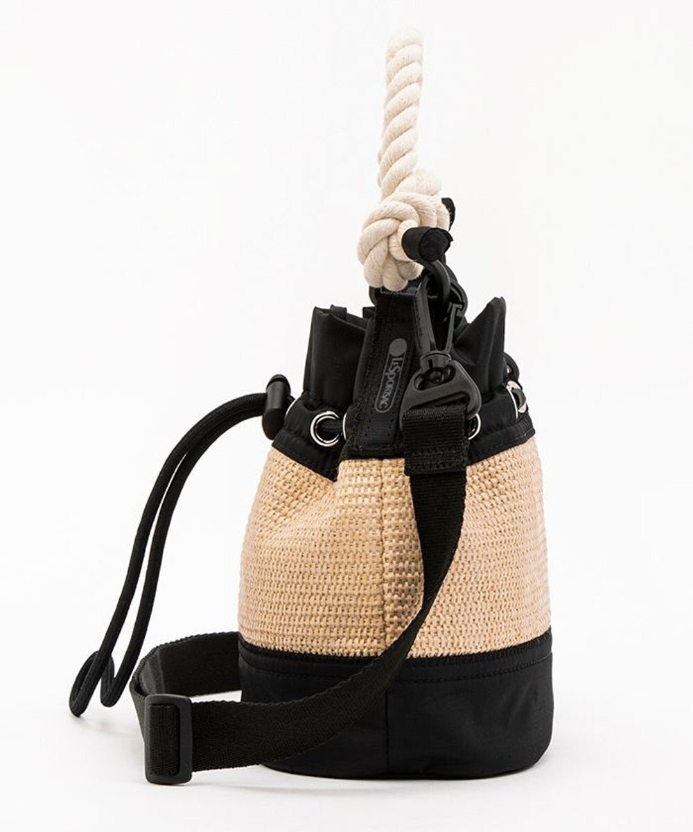 LeSportsac RAFFIA MINI BUCKET/ブラックラフィア 