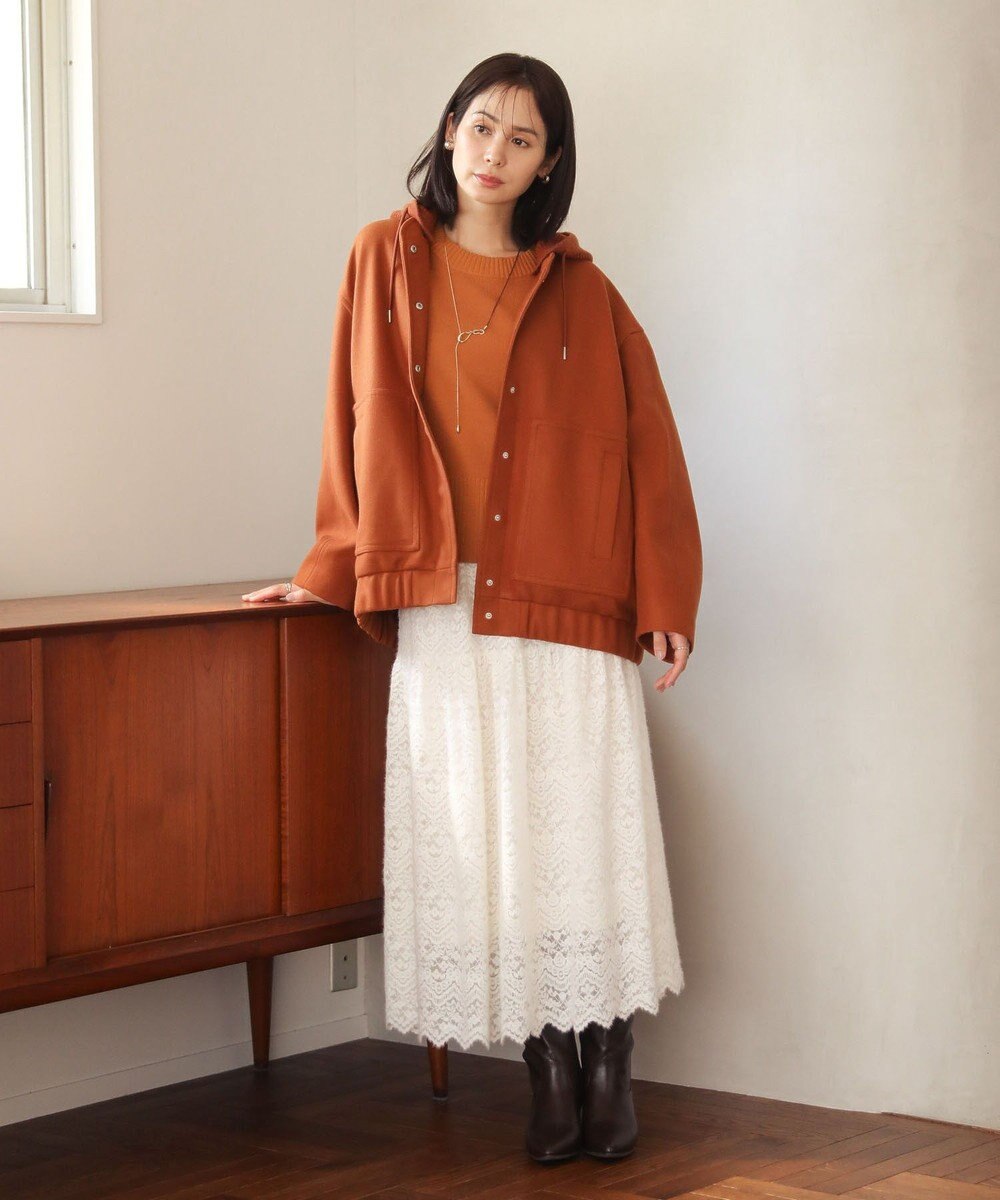 Green Parks ニットフード付きウーリーブルゾン 