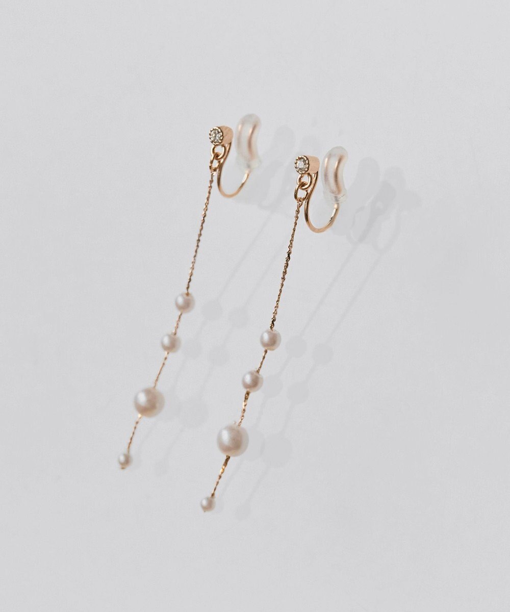 Phoebe 【金属アレルギー対応】【痛くないシリーズ】ドリッピングパールライトフィットイヤリング　シャンパンゴールド 