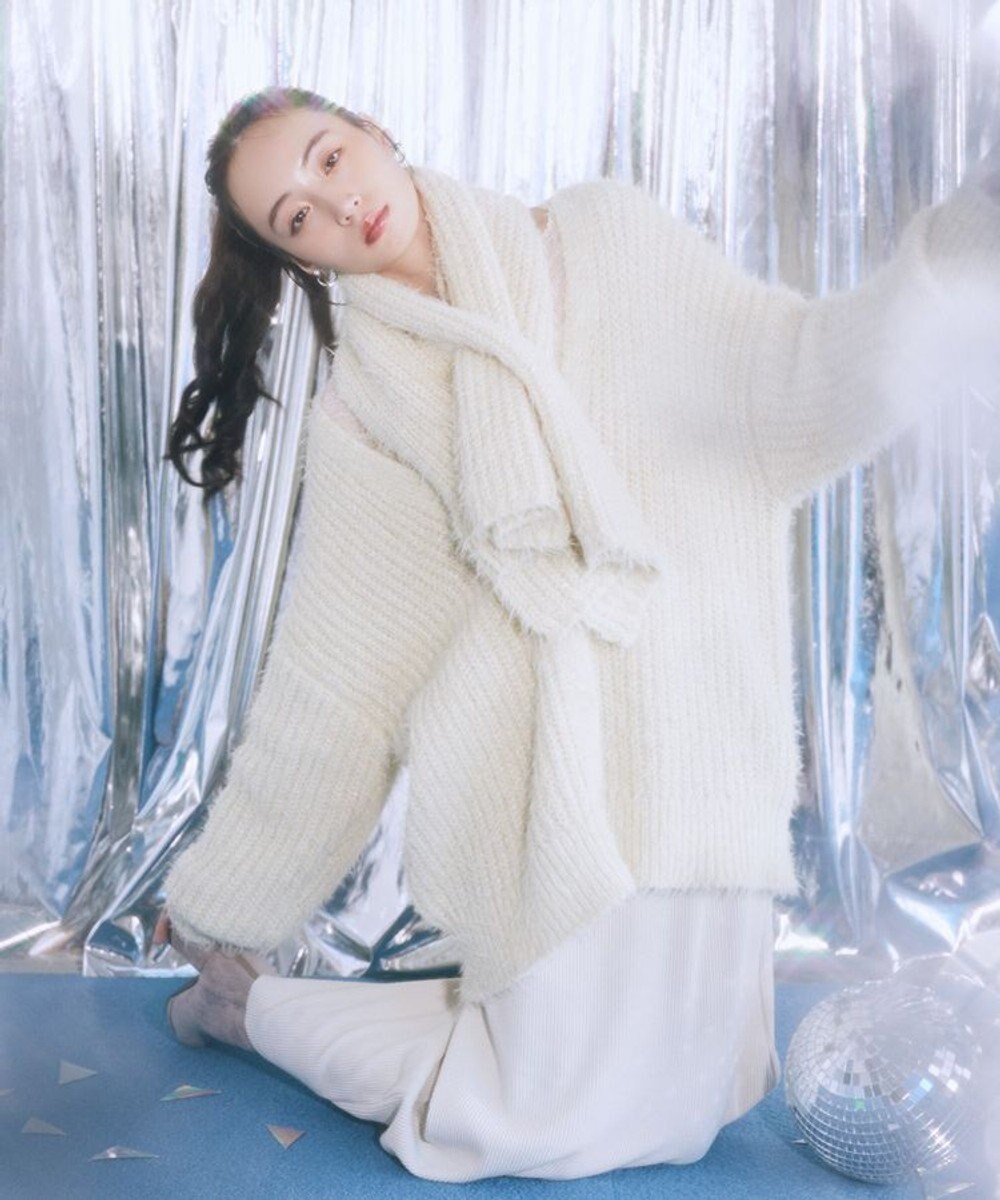 earth music&ecology カラーミックスシャギーカーディガン 