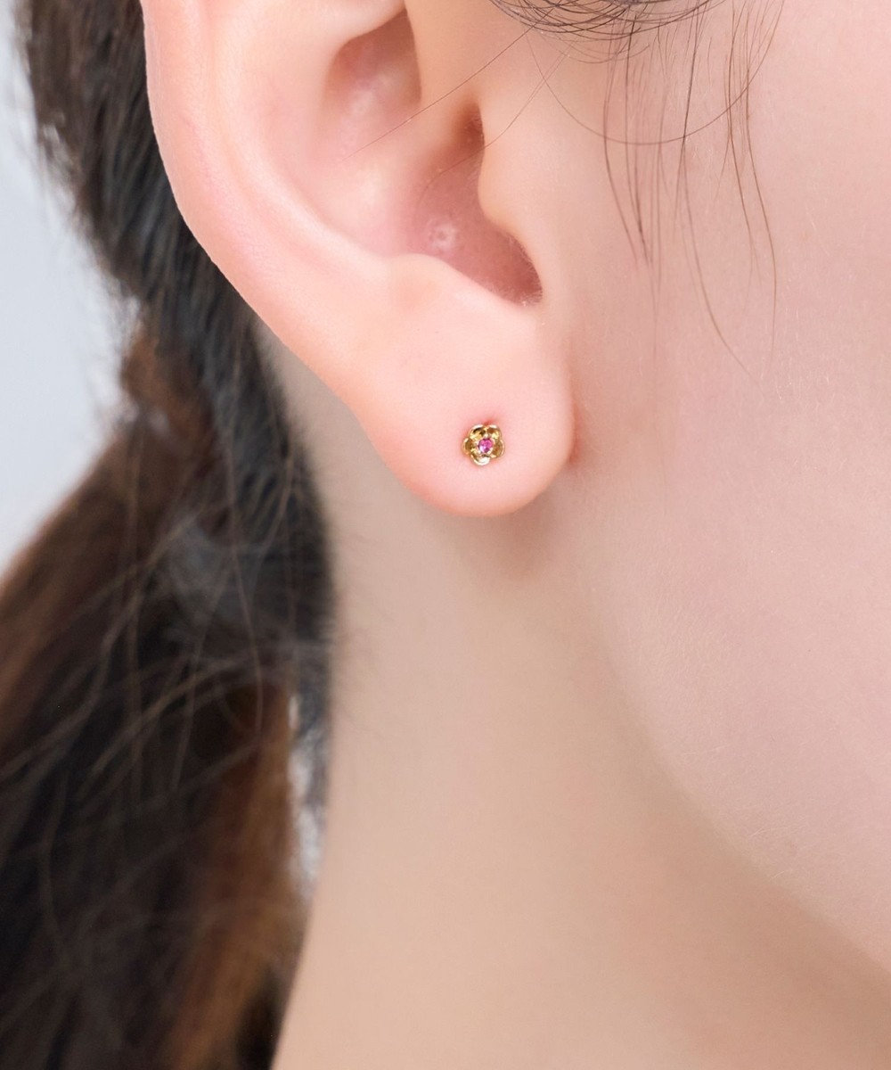 Phoebe 【金属アレルギー対応】プチフラワービジュースタッドピアス　ピンク/ニッケルフリー（片耳） 