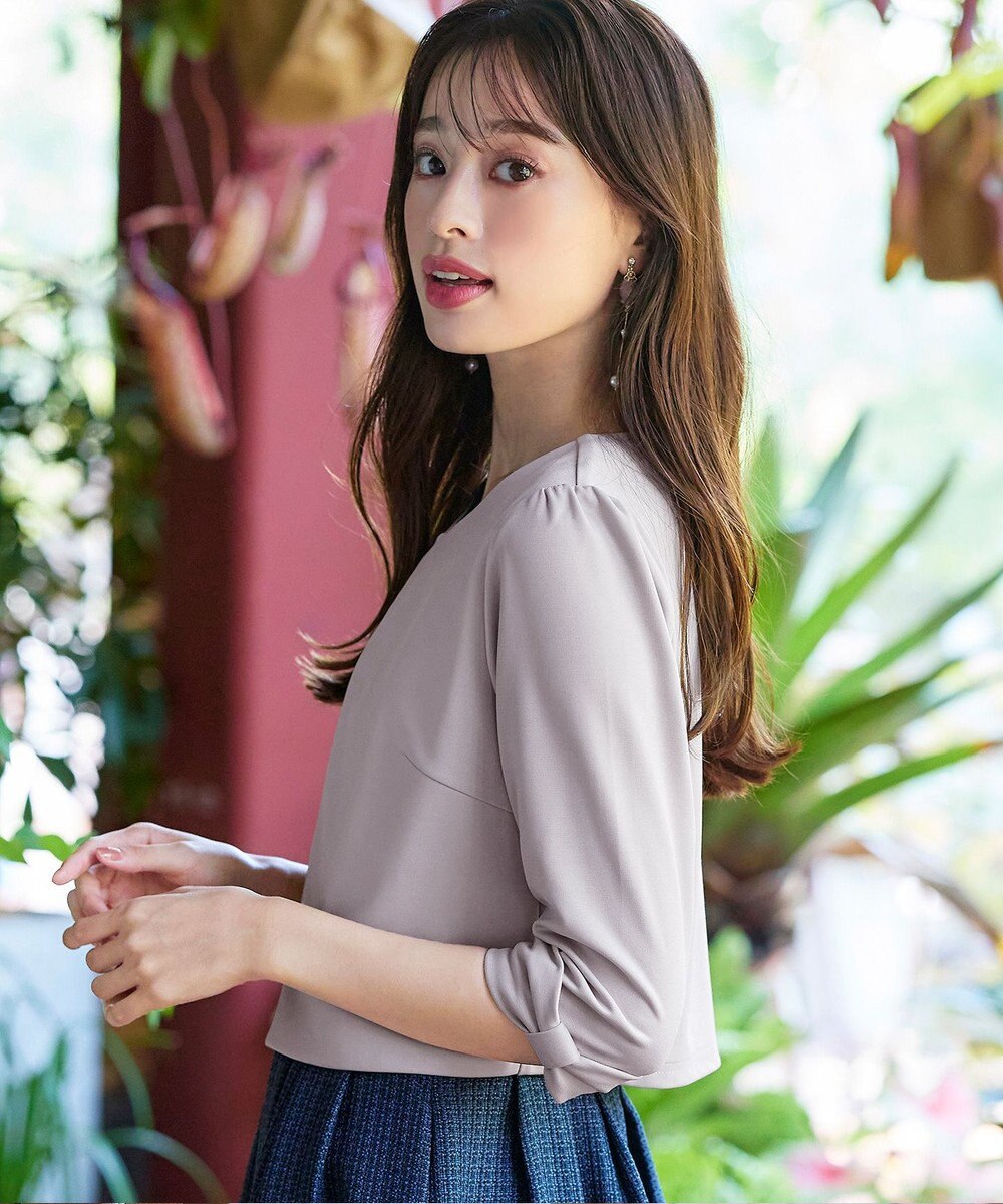 Tiaclasse L 【洗える】袖口リボンカットソーボレロカーディガン 