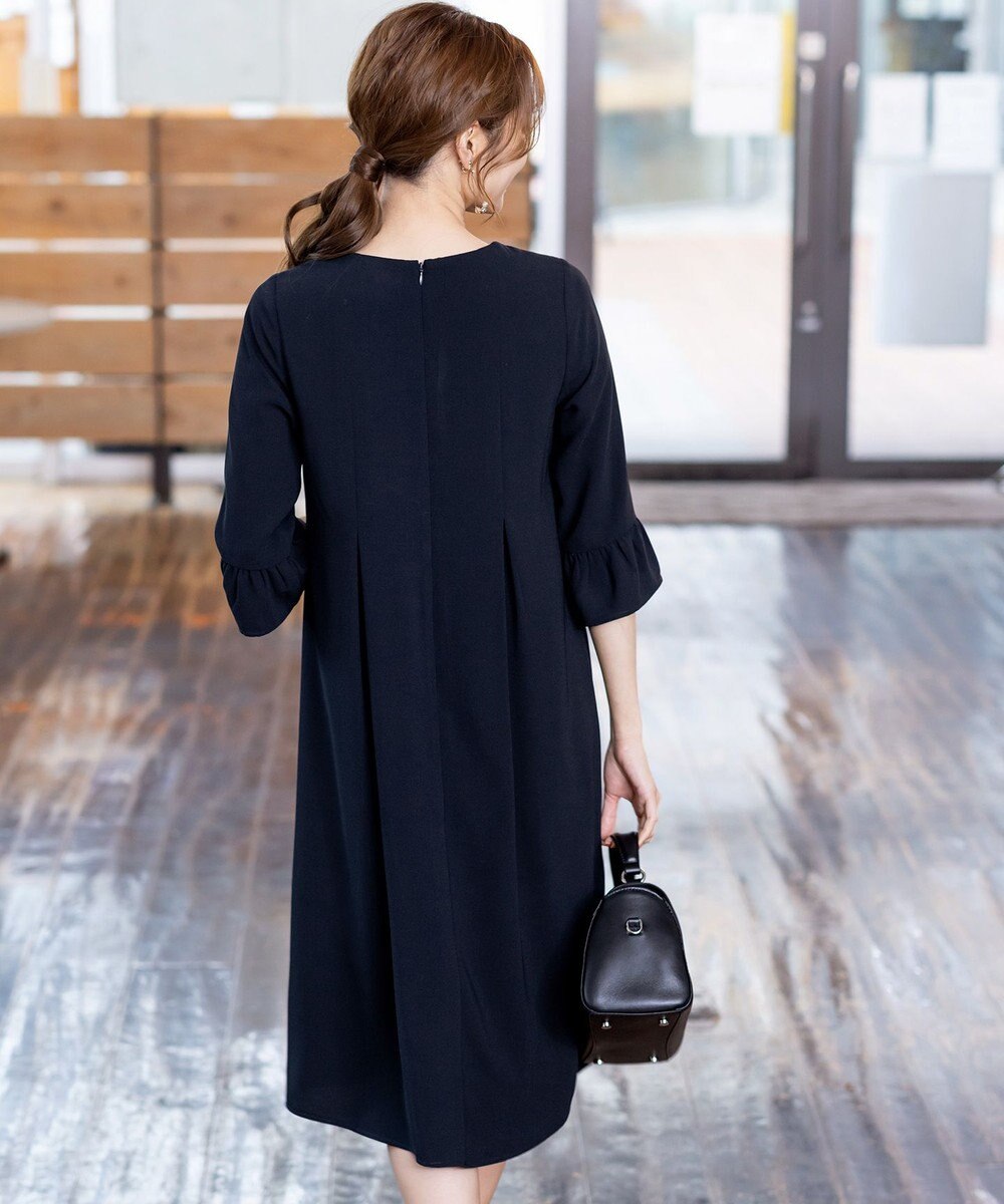 Tiaclasse L 【洗える】飴玉パールフレア袖ワンピース 